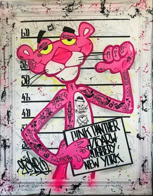 Funny Pink Panther Wall Art | Pink Panther Robbery | Vinchied